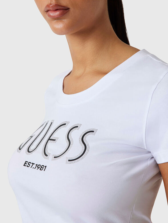 Black cotton T-shirt with logo print - 4