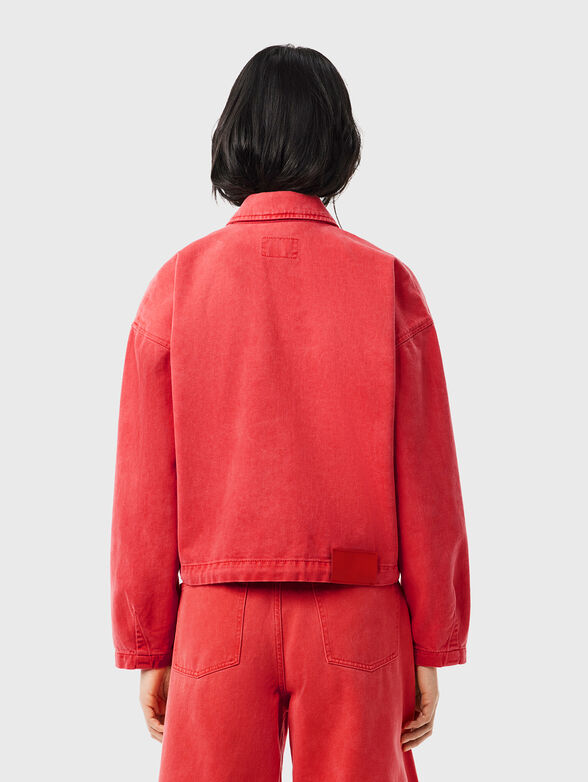 Red denim jacket with zip - 3