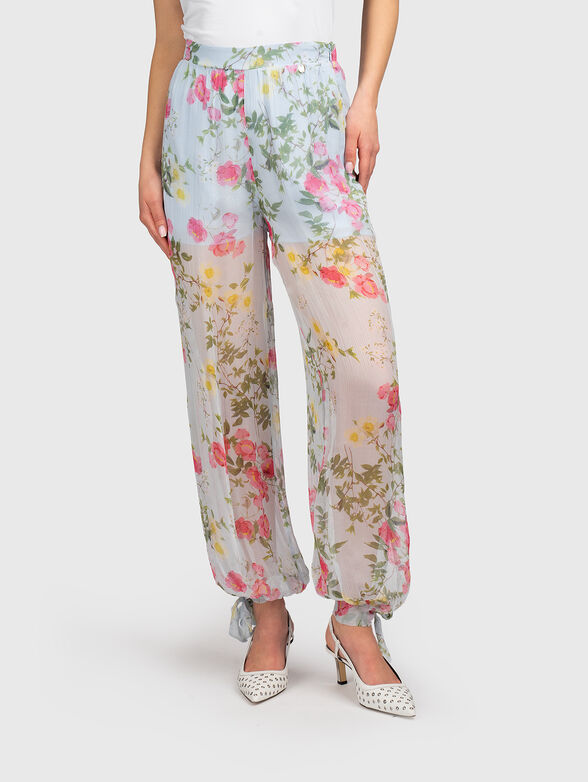 Viscose trousers with floral print - 1