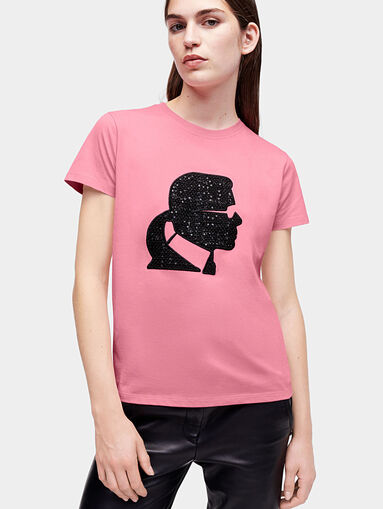 Branded T-shirt with boucle logo - 3