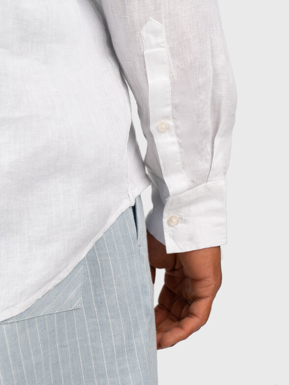 Beige linen shirt with logo detail - 6