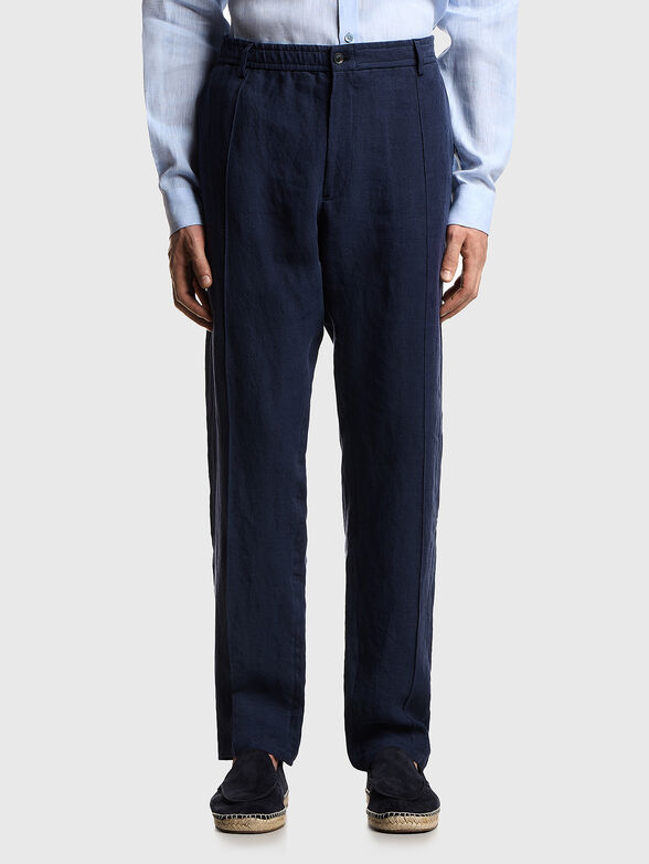 Straight-leg linen trousers - 1