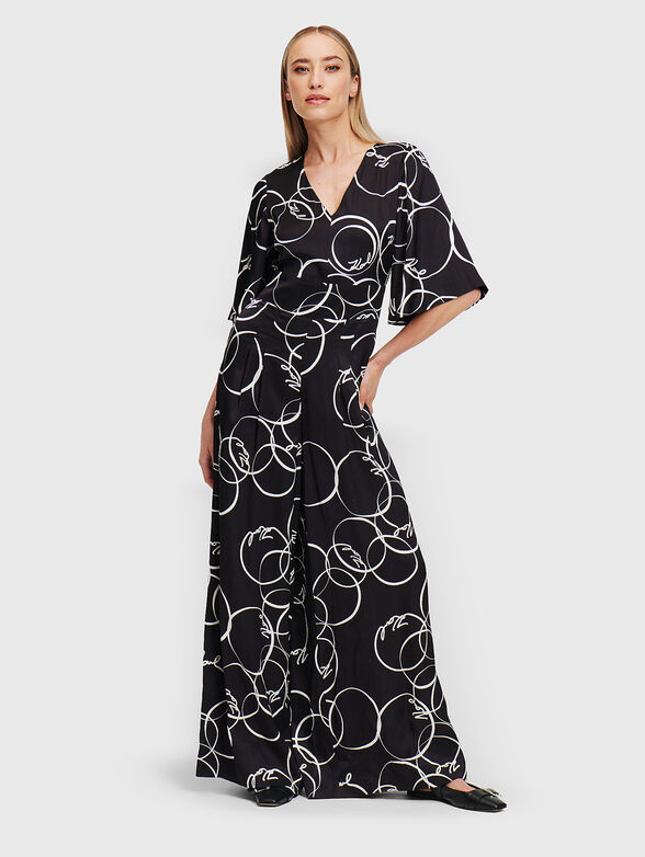 Viscose jumpsuit with logo print - 1