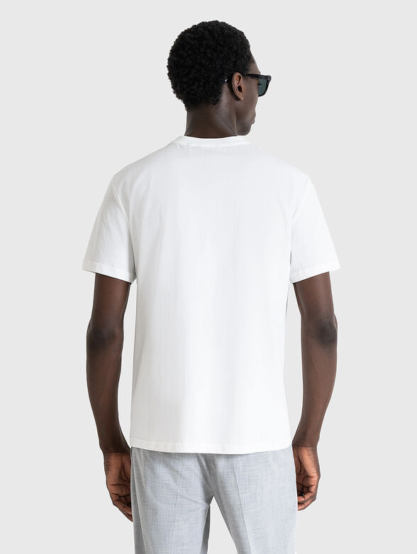 Cotton T-shirt with print in dark blue color - 2