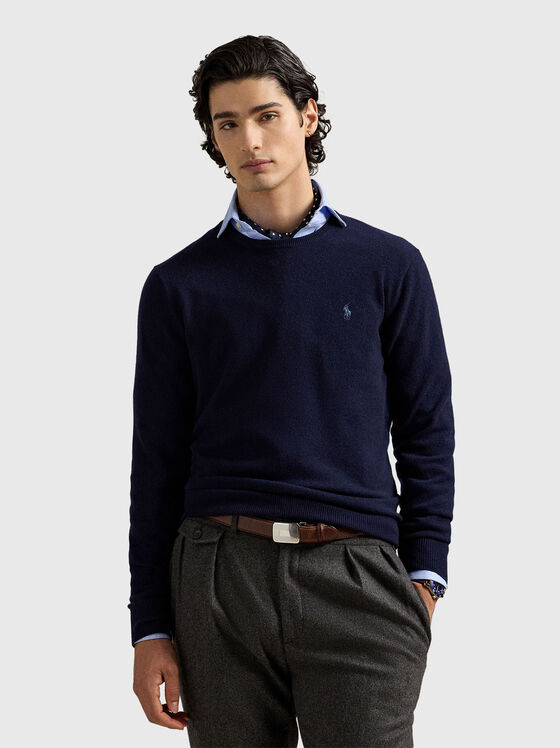 Wool sweater with oval neckline - 1