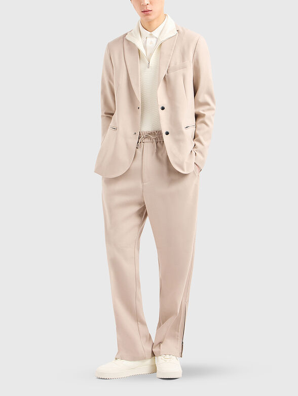 Beige wool blend pants - 4