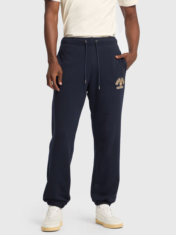 Black sports trousers  with ties at the waist - 1