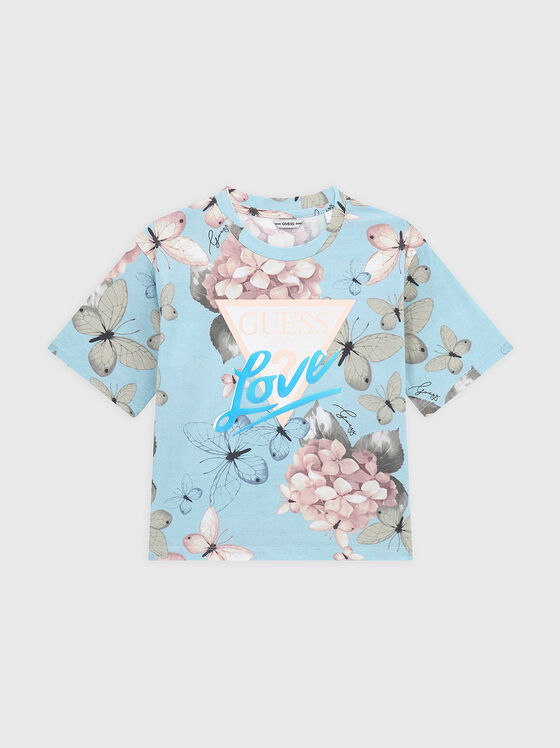 Cropped T-shirt with floral print - 1