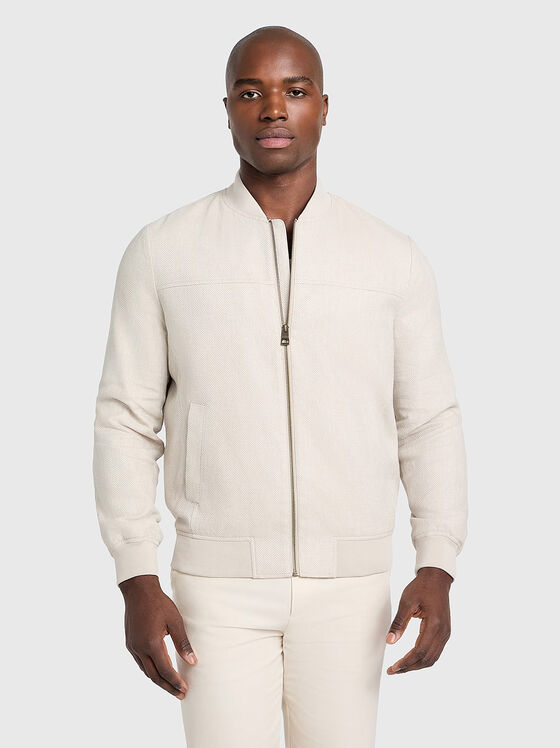 Бомбър яке с плетка тип рибена кост - 1