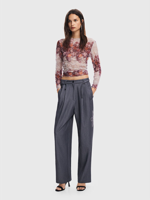 RIN black pants with floral embroidery - 6