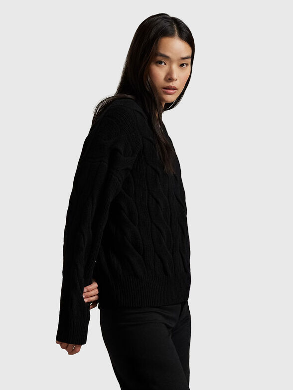 Cable knit wool and cashmere V-neck jumper - 1