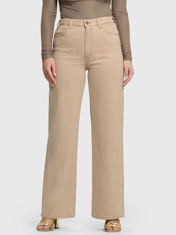 Jeans with appliquéd crystals - 0