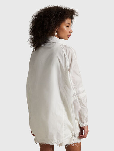 White jacket with high collar and logo embroidery - 3