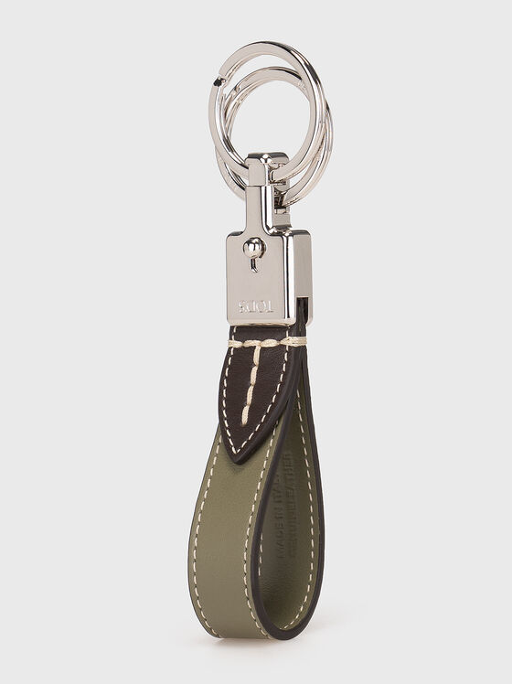Green leather keyring - 1