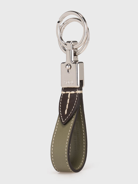 Green leather keyring - 1