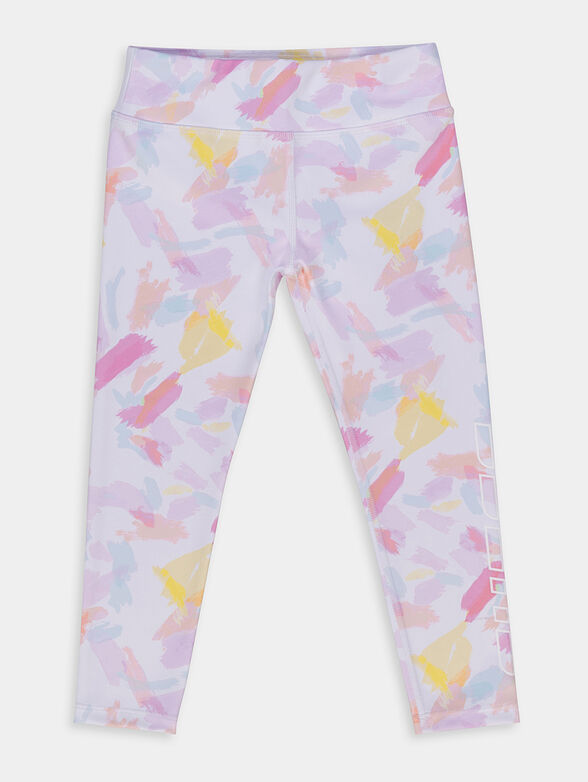 Leggings with multicolor print and logo branding - 1