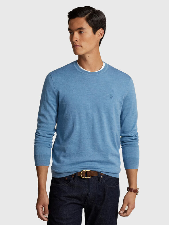 Blue sweater in wool  - 1