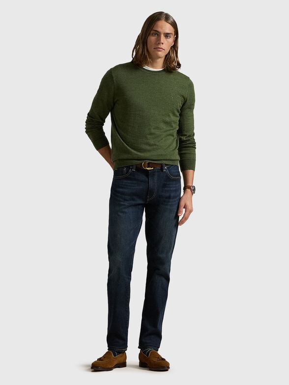Green sweater with oval neckline - 2