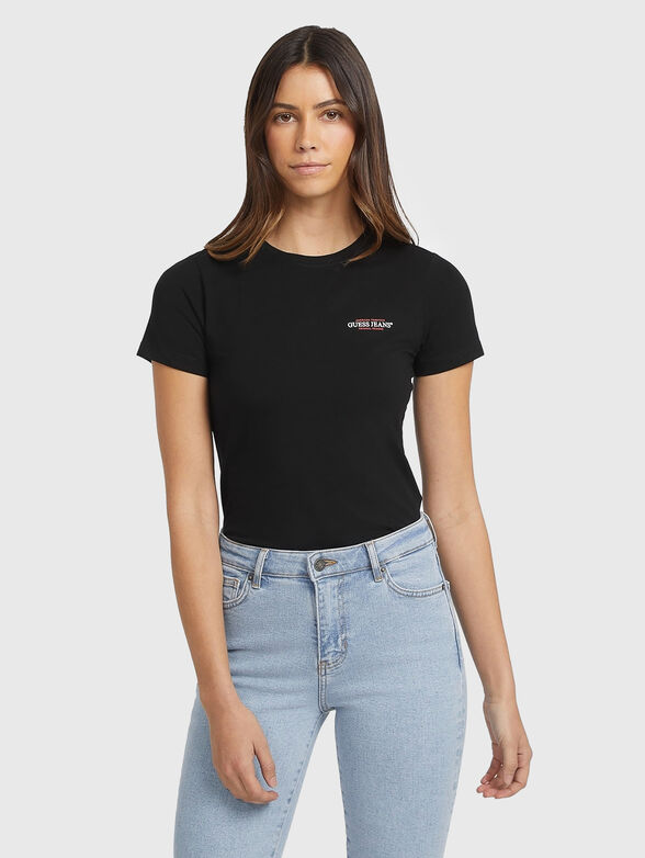 T-shirt with oval neckline and logo print - 1