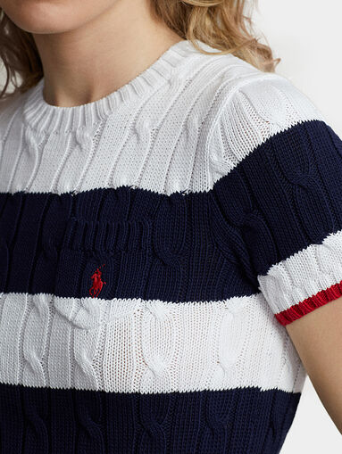 Striped sweater with short sleeve - 4