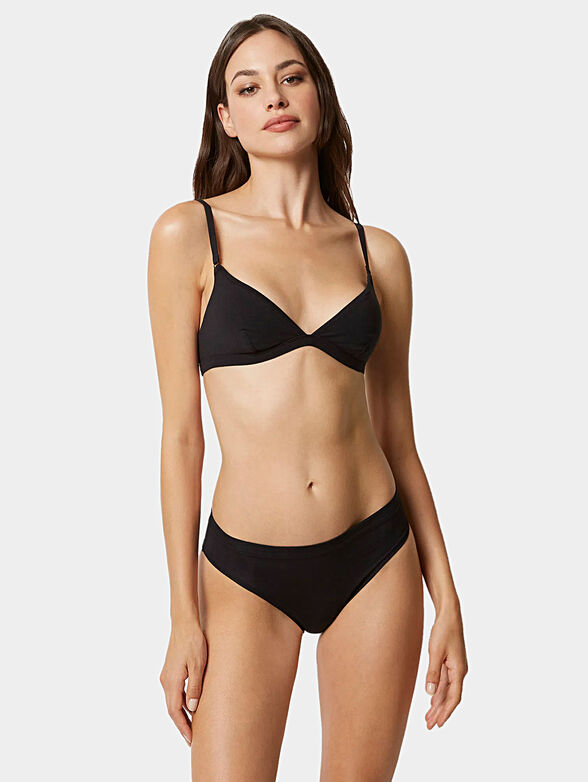 COTTON FLOWER black bra with triangle cups - 3
