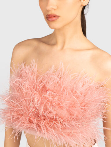 Black bandeau top with feathers - 4