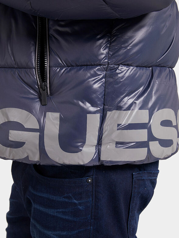 Padded jacket with maxi logo print - 4