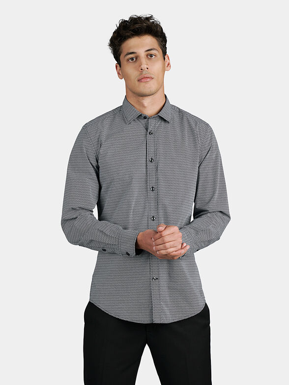 Cotton shirt with geometric micro print - 1