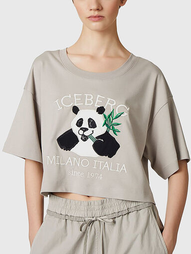 Cotton cropped T-shirt with embroidery - 5