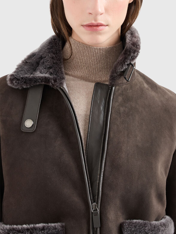 Leather jacket with - 4