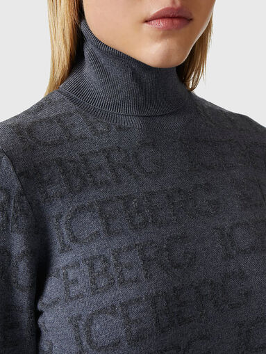 Wool blend sweater with monogram logo - 5