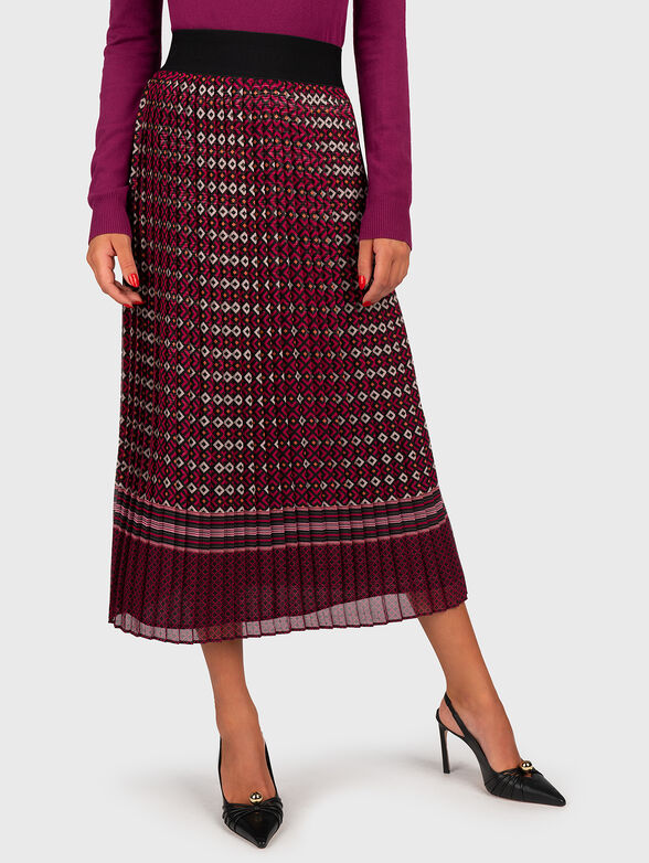 Pleated skirt with geometric print - 1