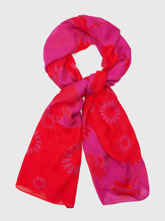Multicolour scarf with floral design - 1