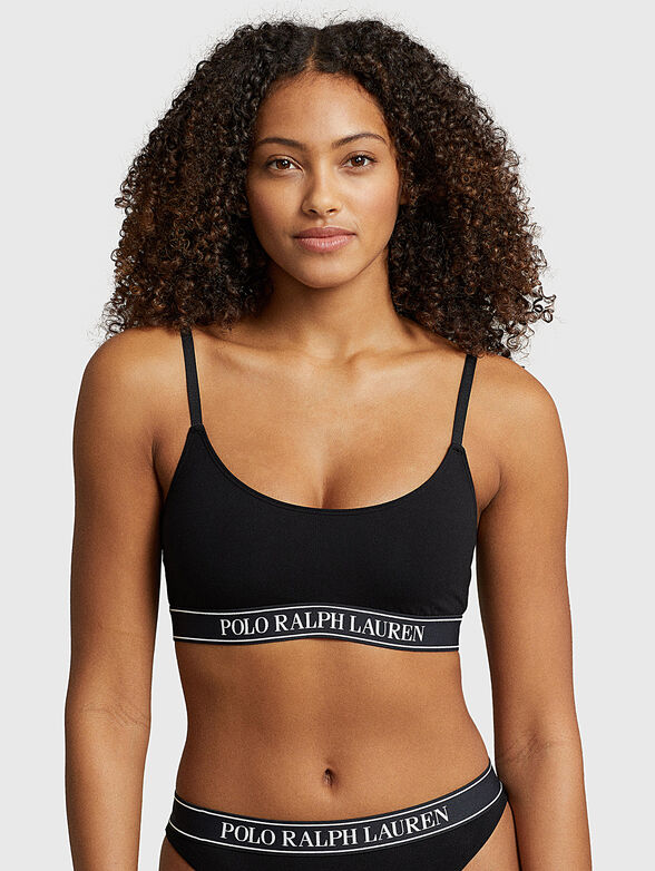 Black sports bralette with logo accent - 1