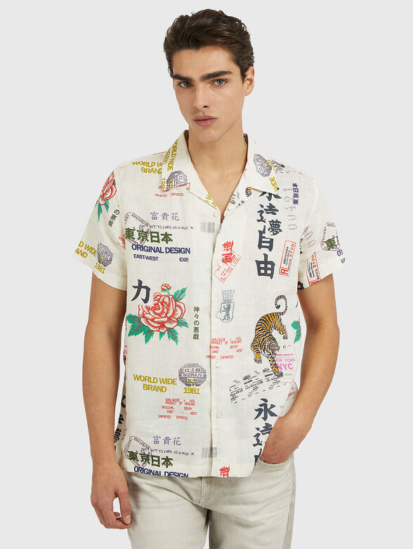 ISLAND linen shirt with print - 1