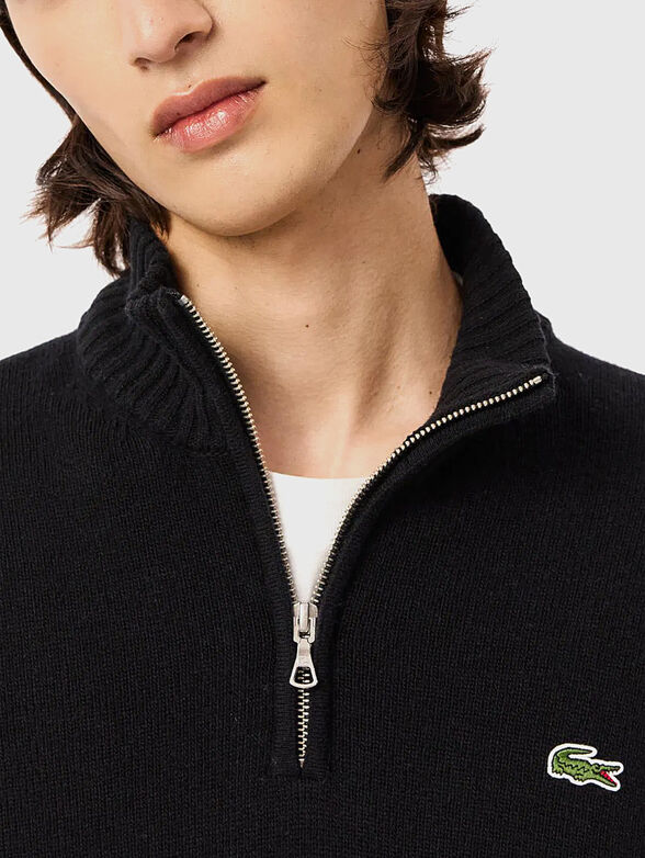 Black sweater with accent zip - 4