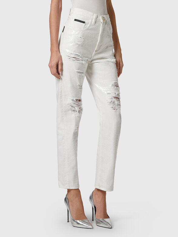 White jeans with accent rips - 1