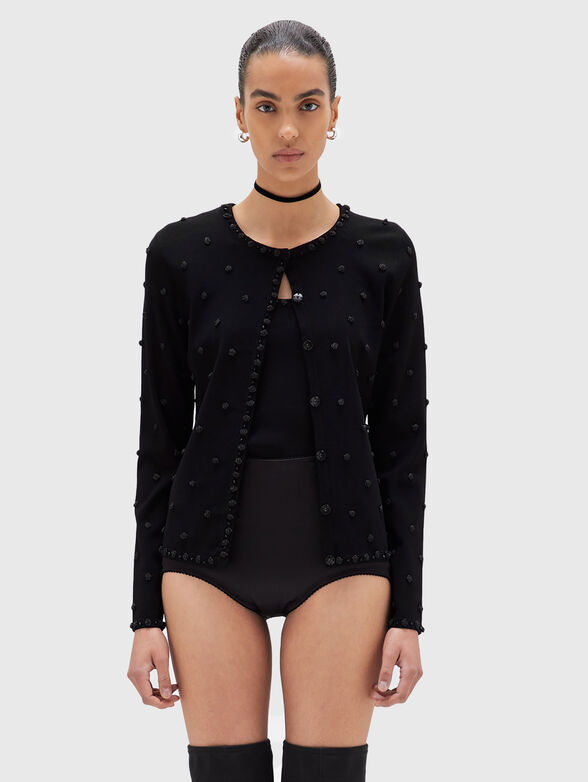 Cardigan with buttons and floral details - 1