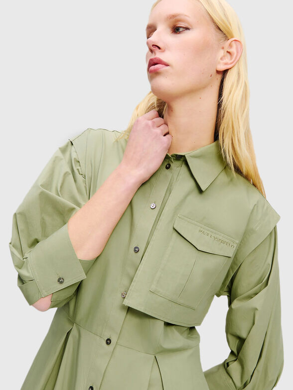 Cotton midi dress with puff sleeves - 3