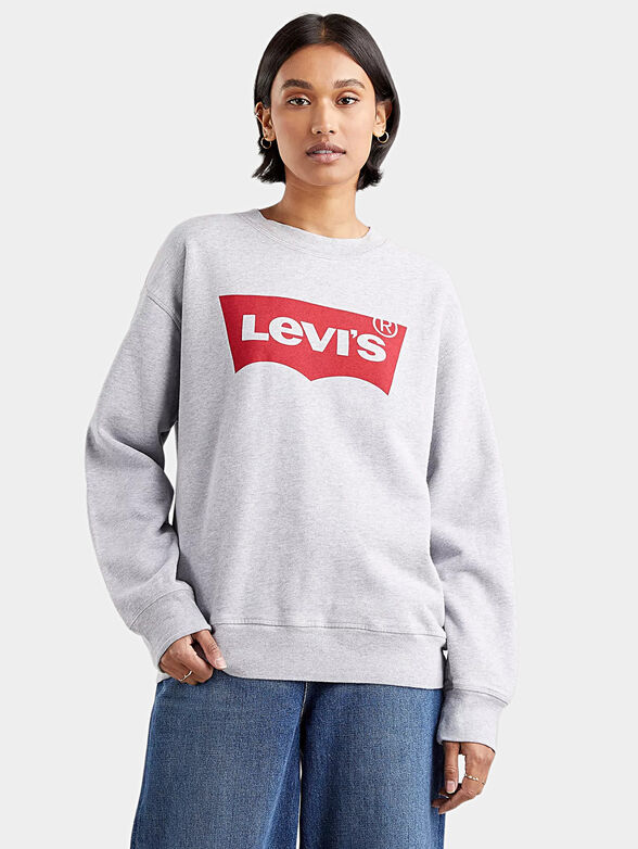 Grey sweatshirt with logo print - 1