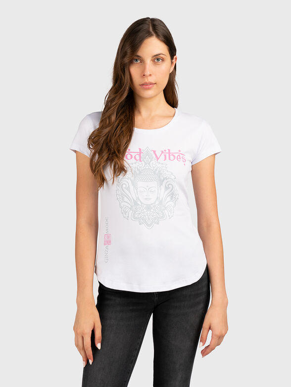 White T-shirt with accent prints  - 1