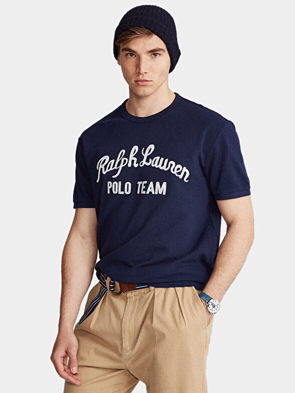 Blue T-shirt with white logo - 1