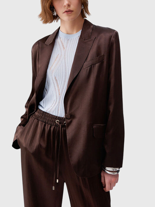Satin blazer with belt