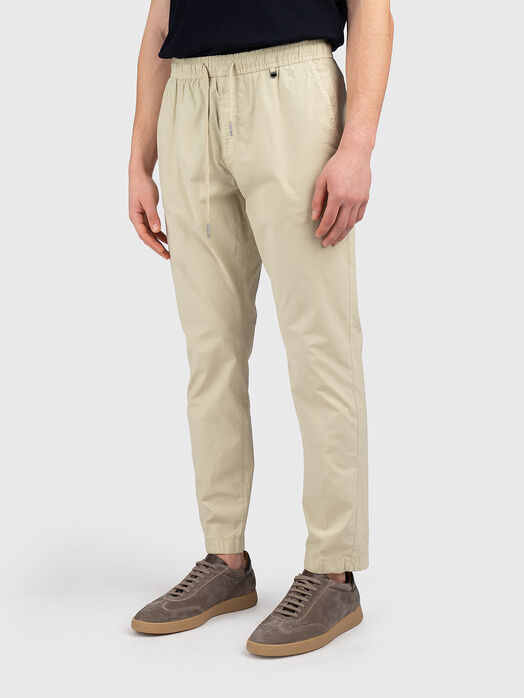 Slim fit cotton blend trousers