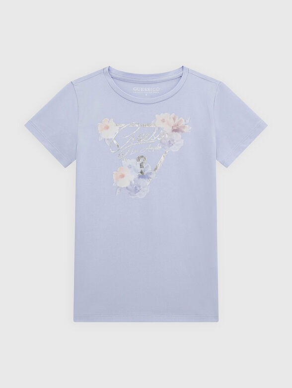 Cotton T-shirt with floral print and logo - 1