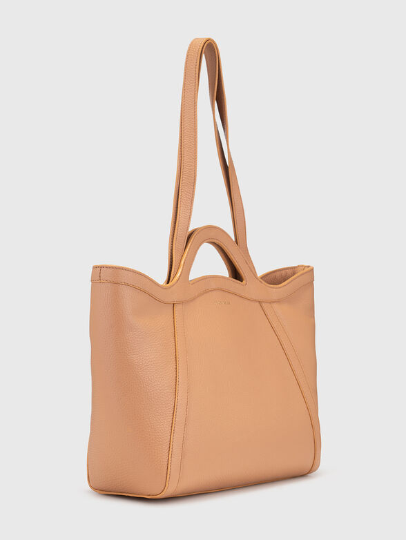 Leather bag with long handle and logo - 3