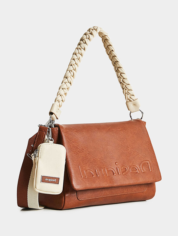 Brown shoulder bag with embossed logo - 2