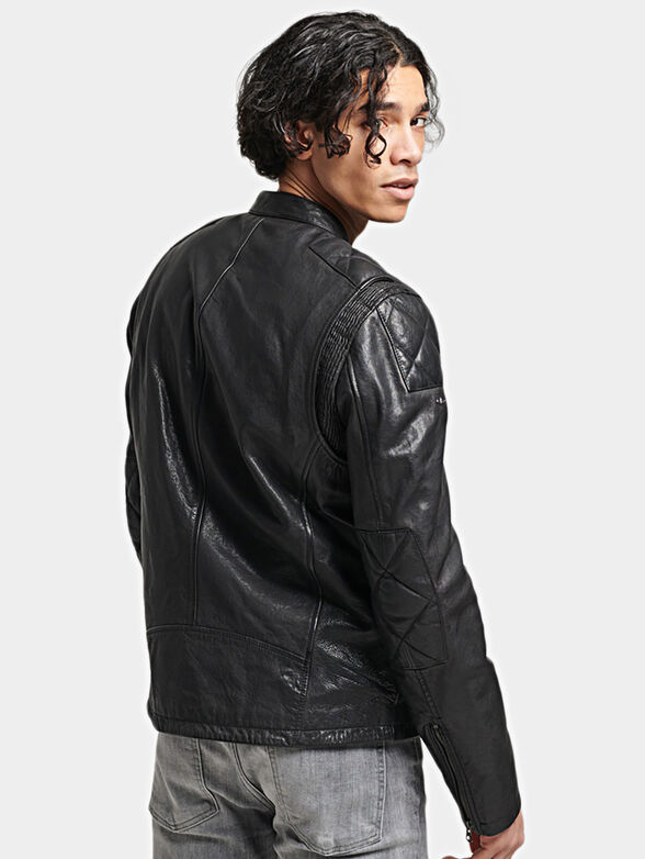 Leather biker jacket - 3
