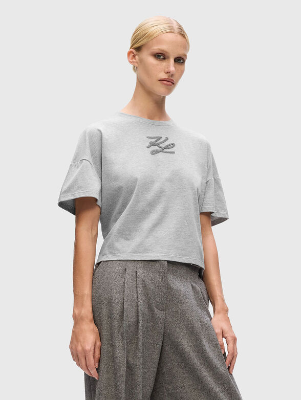 Cropped T-shirt with logo accent - 1
