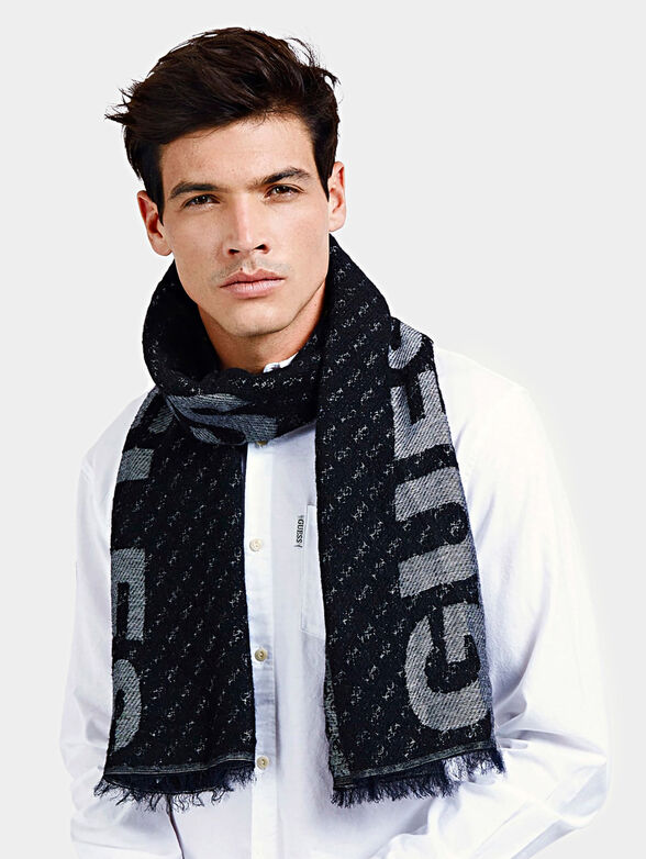 Wool blend scarf with logo - 2